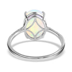 AGI Certified and Appraised 14K White Gold AAA Ethiopian Welo Opal and Diamond (I1) Ring 4.35 Ct.