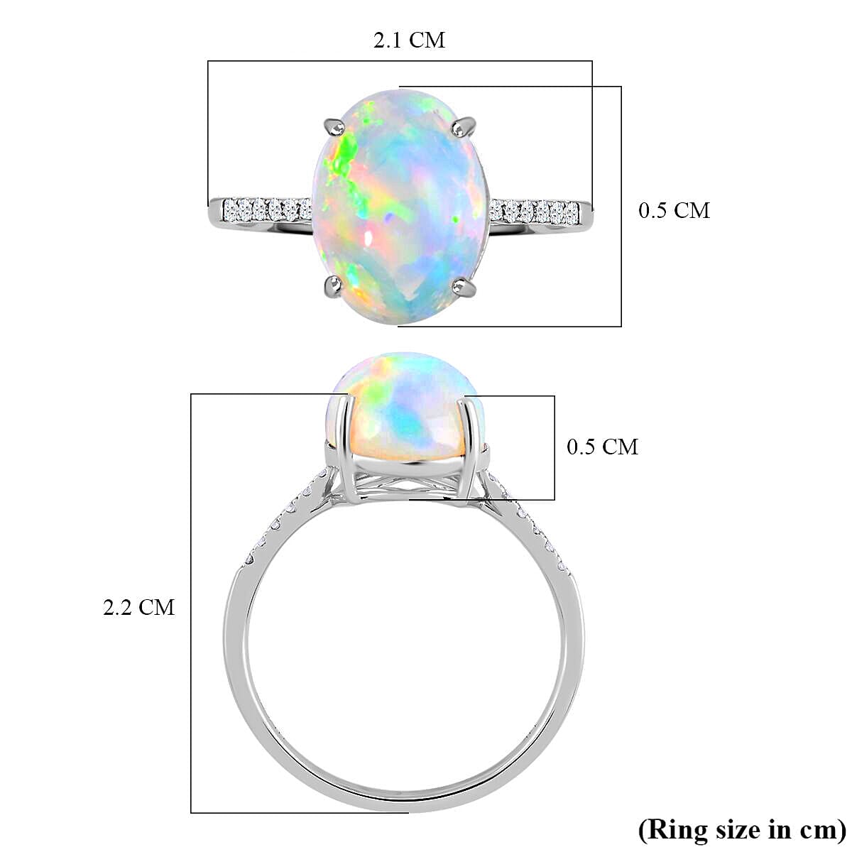 Appraised AAA Ethiopian Welo Opal and Diamond Solitaire Ring in 14K White Gold, AGI Certified 7134554 5