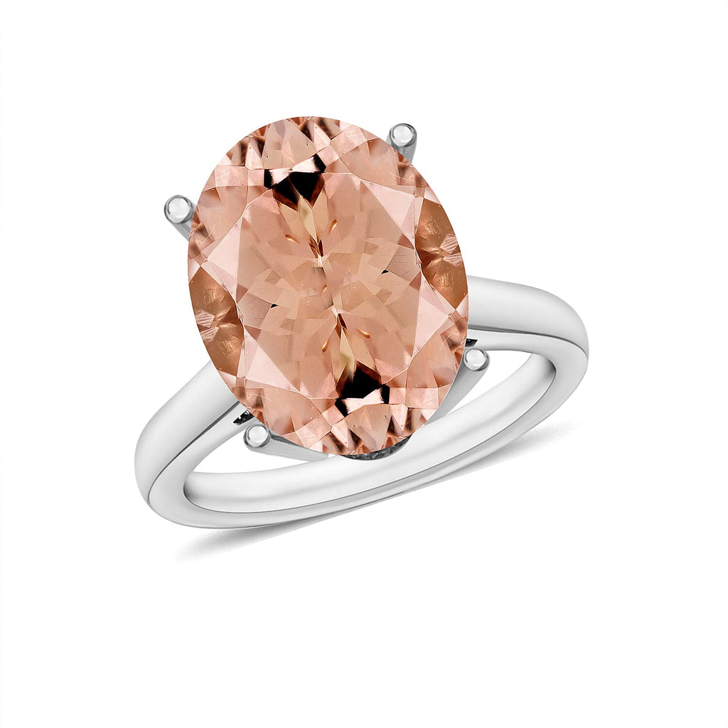 14K W Gold  AAA   Morganite  Solitaire Ring 4.40 ct,  Gold Wt. 4 Gms  4.400  Ct.