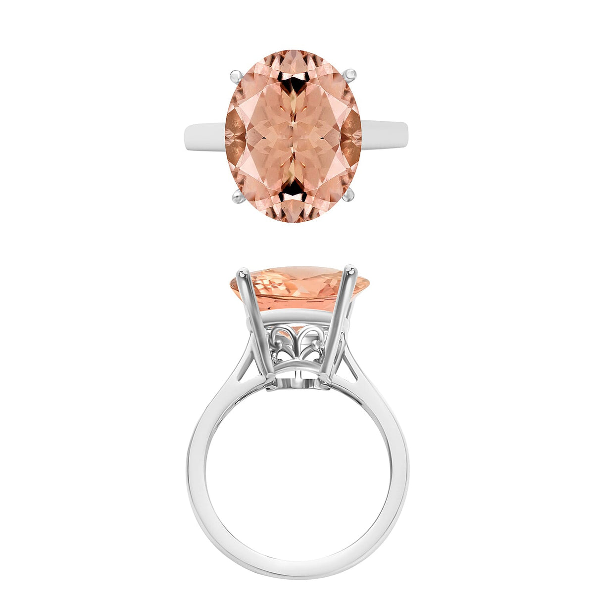 14K White Gold AAA Morganite Solitaire Ring in Gold Wt. 4 grams, 4.40 Ct 7718752 3