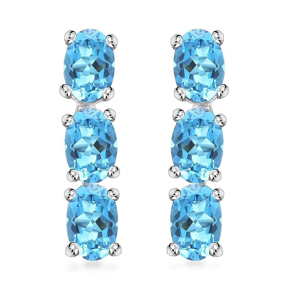 Certified &amp; Appraised LOXORO AAA Santamaria Aquamarine Trilogy Drop Earrings in 14K White Gold 2.4 Ct. 7808549 0