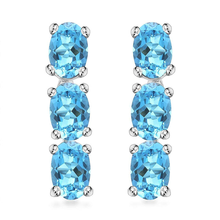 Certified &amp; Appraised LOXORO AAA Santamaria Aquamarine Trilogy Drop Earrings in 14K White Gold 2.4 Ct. 7808549 1