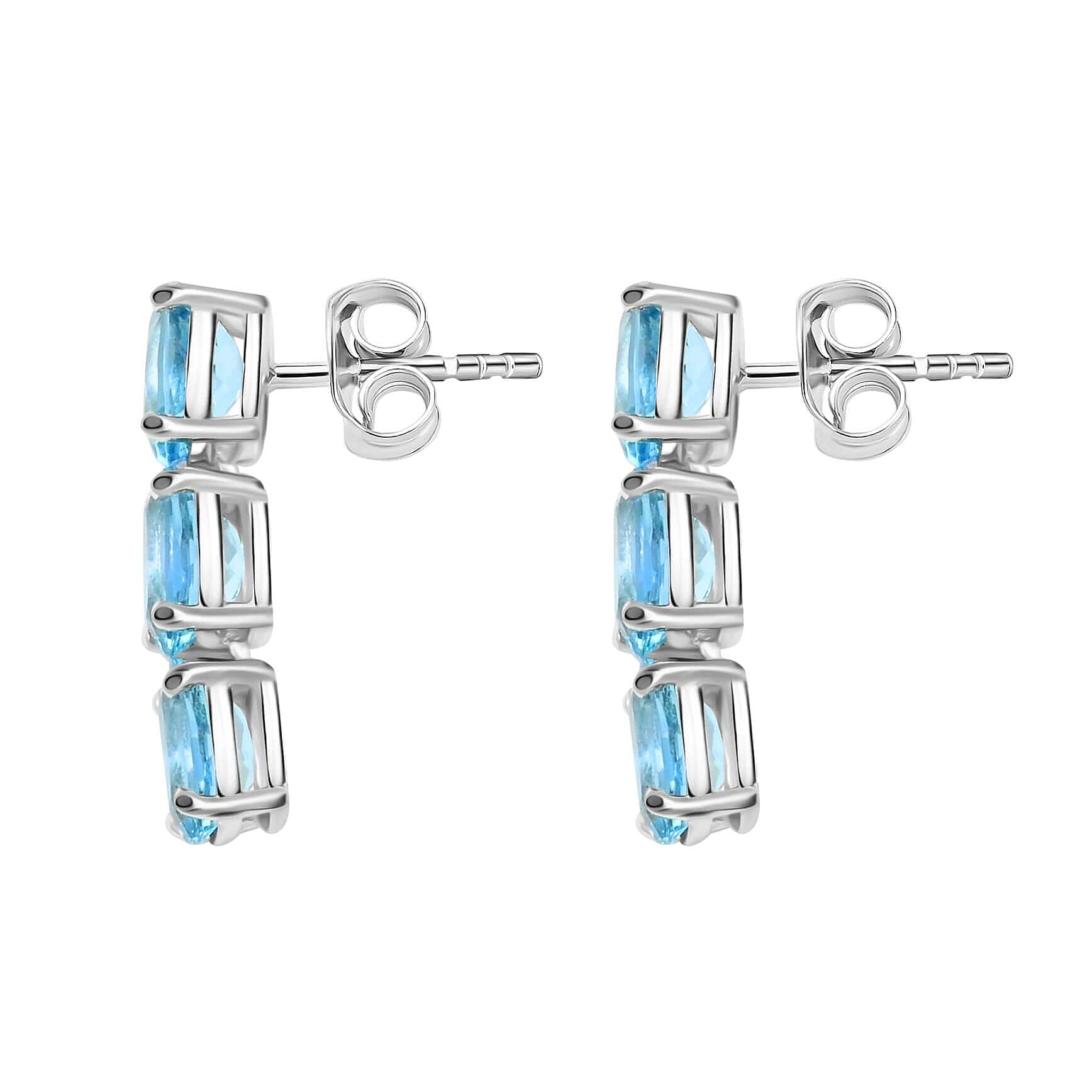 Certified &amp; Appraised LOXORO AAA Santamaria Aquamarine Trilogy Drop Earrings in 14K White Gold 2.4 Ct. 7808549 3