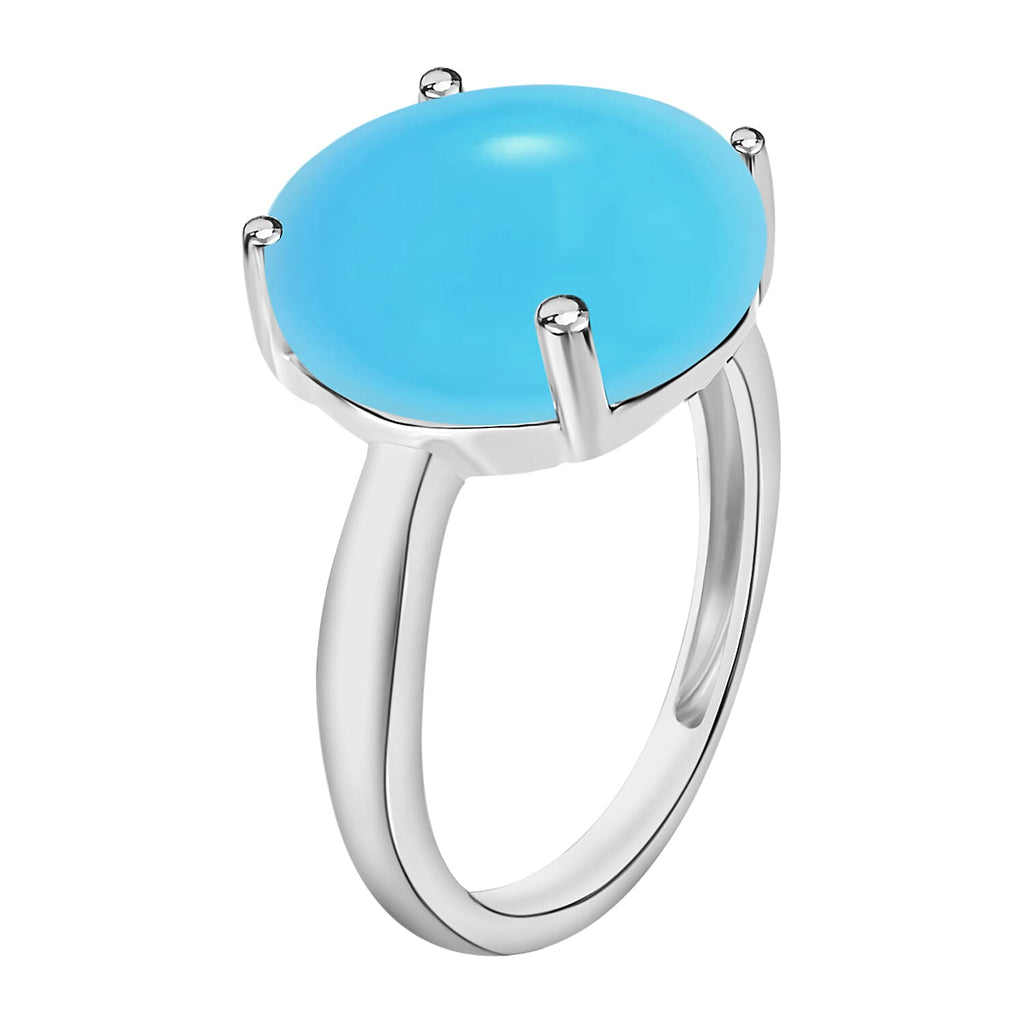 14K W Gold  AAA   Sleeping Beauty Turquoise  Solitaire Ring 4.50 ct,  Gold Wt. 5.5 Gms  4.500  Ct.