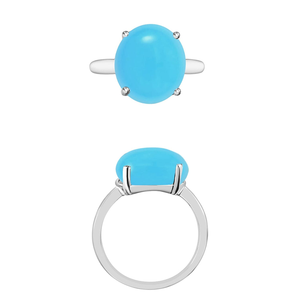 14K W Gold  AAA   Sleeping Beauty Turquoise  Solitaire Ring 4.50 ct,  Gold Wt. 5.5 Gms  4.500  Ct.