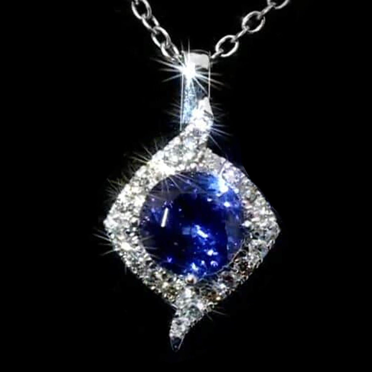 Appraised and Certified 3.1 Ct. Tanzanite, Diamond Halo Pendant in 14K White Gold 7621914 0