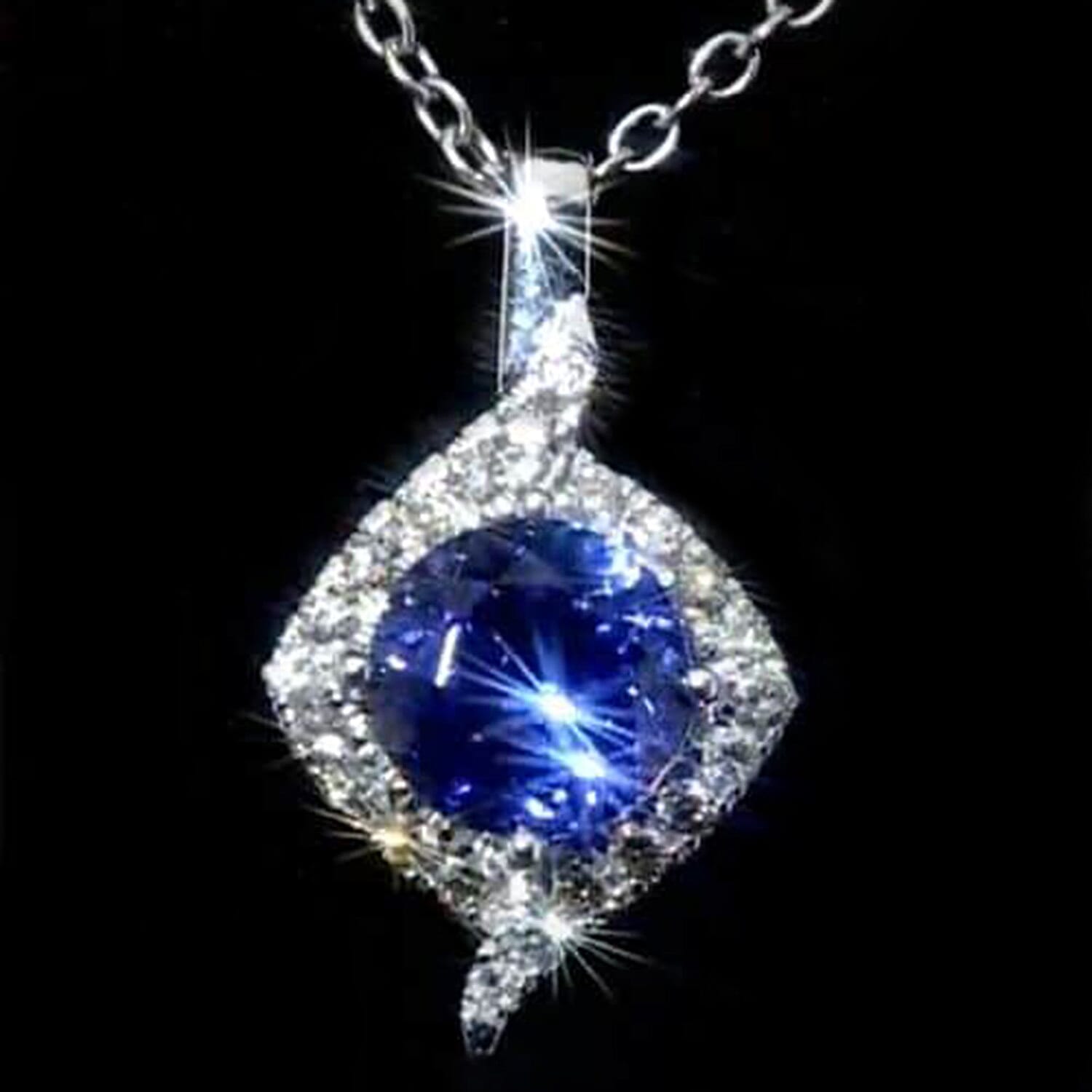 Appraised and Certified 3.1 Ct. Tanzanite, Diamond Halo Pendant in 14K White Gold 7621914 2