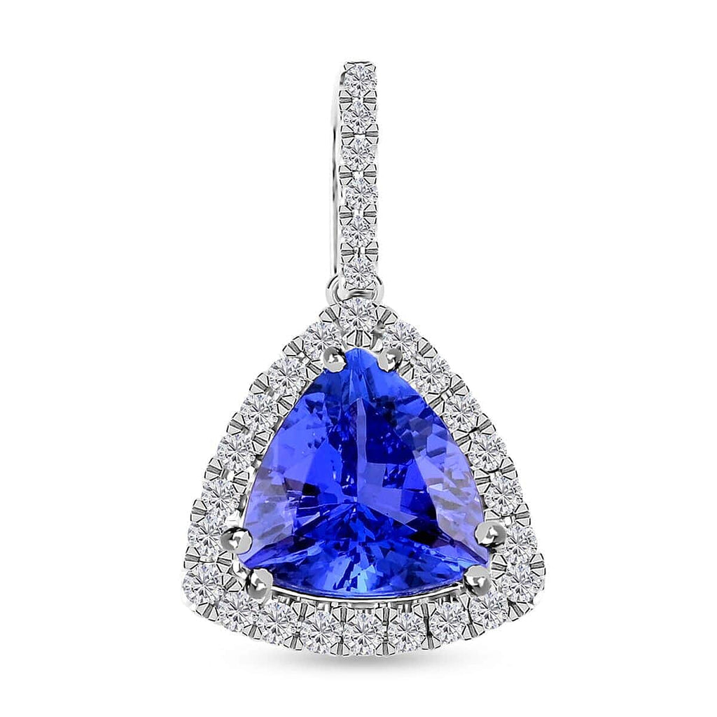 14K W Gold  AAA   Tanzanite ,  White Diamond  I2 Pendant 3.30 ct,  Gold Wt. 1.96 Gms  3.300  Ct.