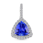 14K W Gold  AAA   Tanzanite ,  White Diamond  I2 Pendant 3.30 ct,  Gold Wt. 1.96 Gms  3.300  Ct.