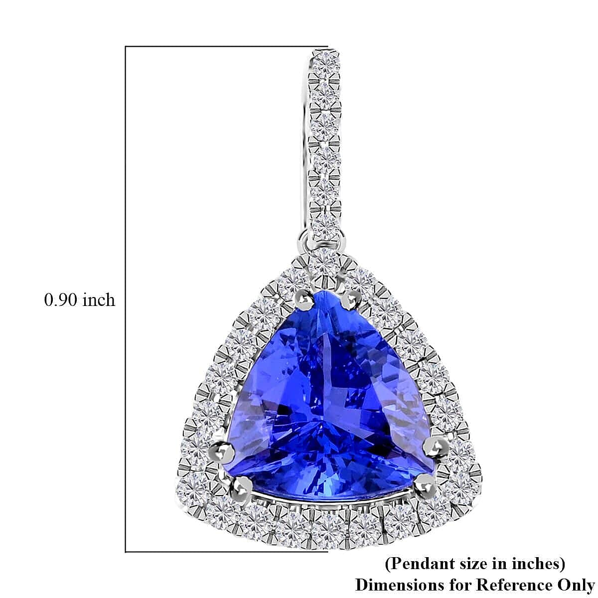 14K White Gold AAA Tanzanite and White Diamond I2 Pendant in Gold Wt. 1.96 grams, 3.30 Ct 7594566 4