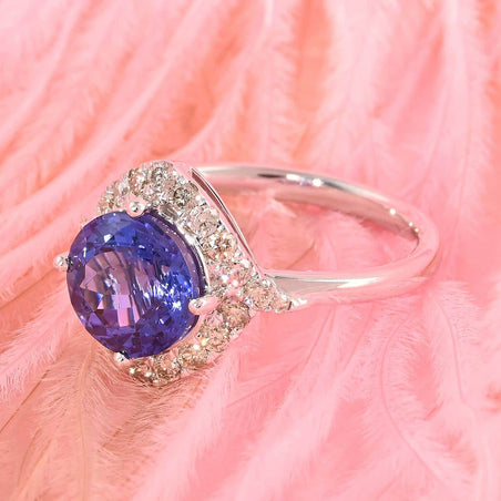 Certified and Appraised 14K White Gold 3.25 Ct AAA Tanzanite and Diamond I2 Ring 7594553 2