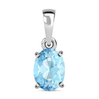 14K White Gold Aquamarine Solitaire Pendant 1.10 Ct