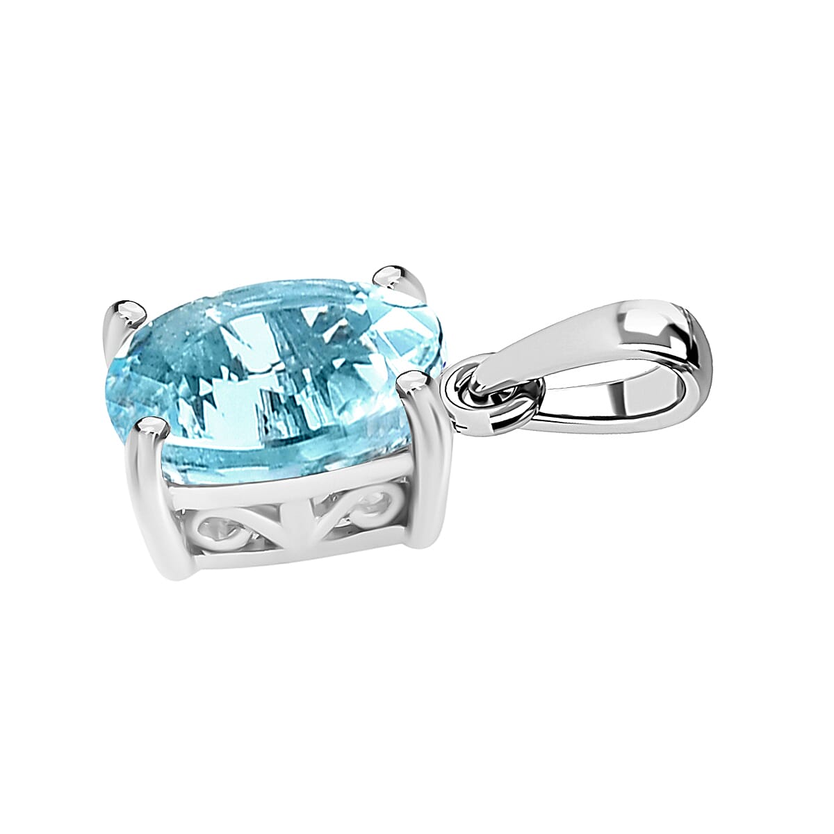 14K White Gold Aquamarine Solitaire Pendant in Gold Wt. 2 grams, 1.30 Ct 8000367 2