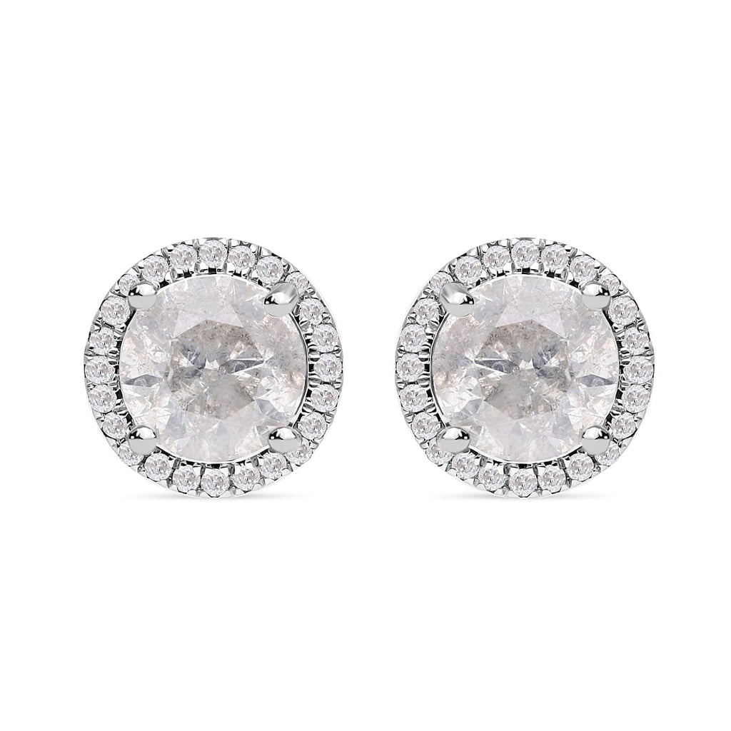 Certified and Appraised SGL 14K White Gold Diamond (I1-I2-G-H) Earrings 3.60 Ct
