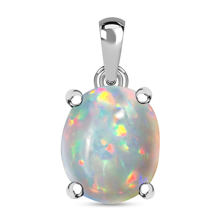 14K White Gold  Ethiopian Opal Solitaire Pendant 2.40 ct. 8000347 1