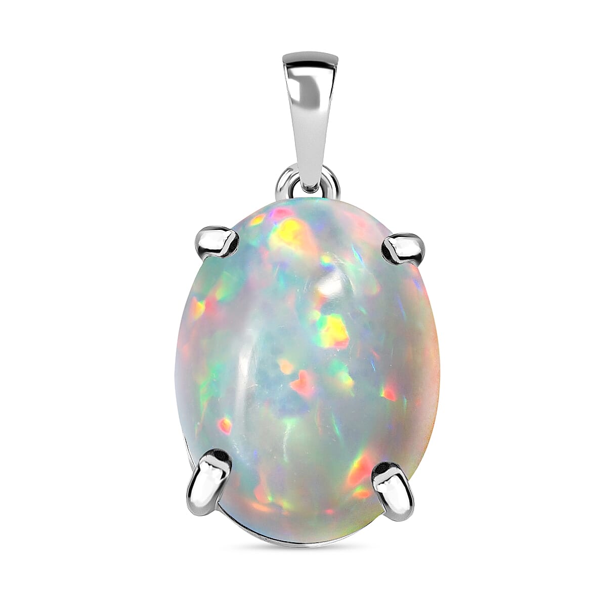 14K White Gold Ethiopian Opal  Solitaire Pendant 5.00 ct. 8000357 0