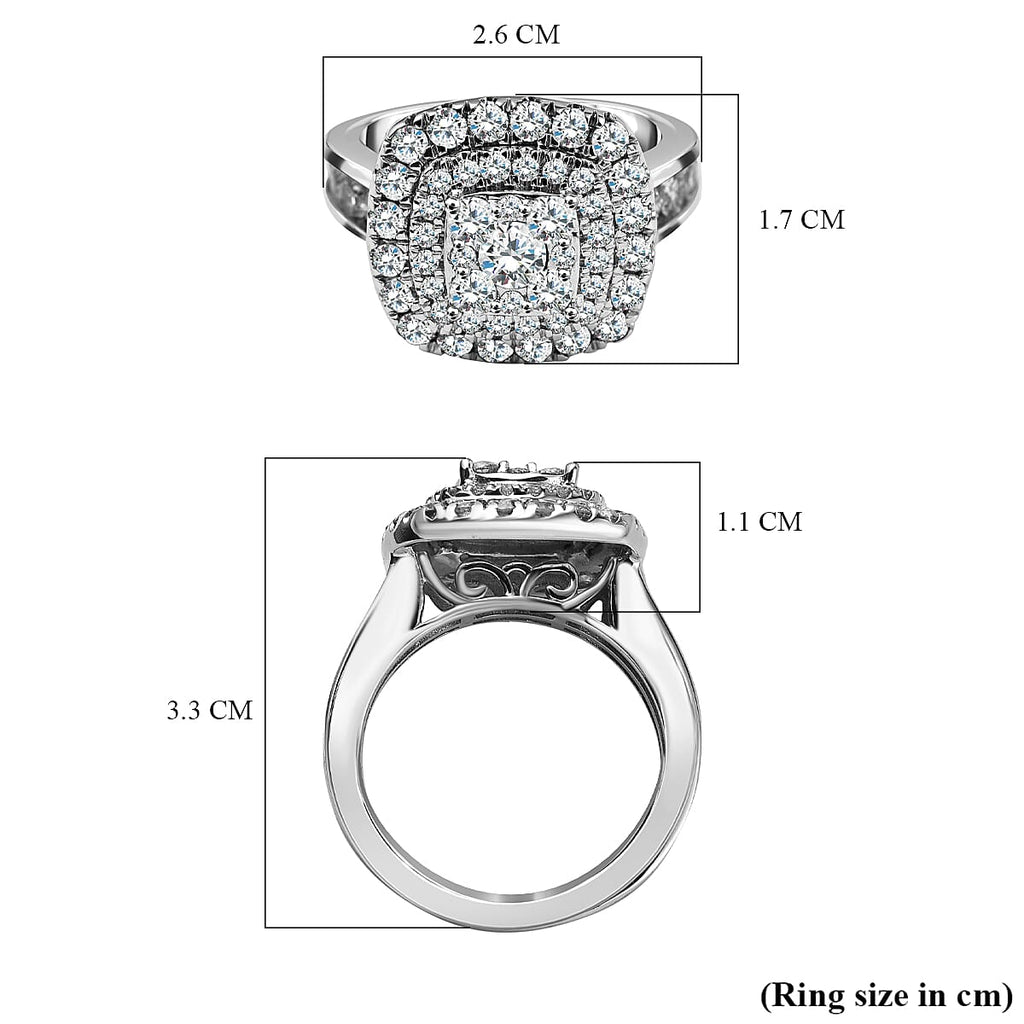 14K W Gold Diamond (GH) Ring 2.00 Ct, Gold Wt. 6 Gms