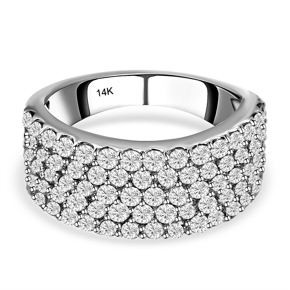14K White Gold White Diamond I1-I2 Half Eternity Wedding Band Ring 2.06 ct. 7966960 0