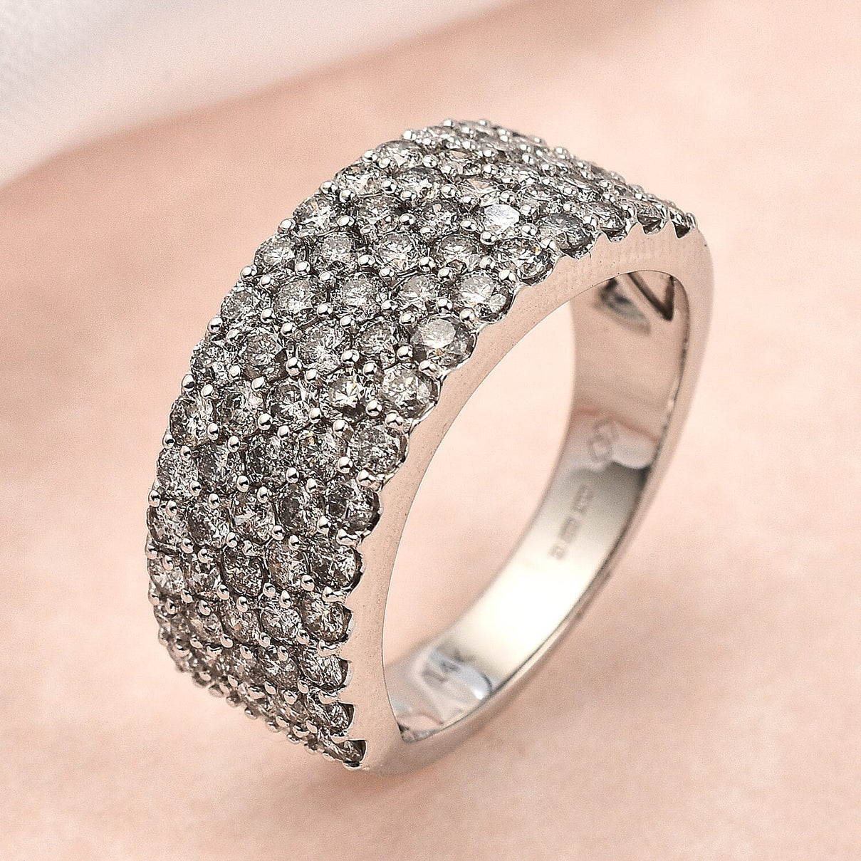 14K White Gold White Diamond I1-I2 Half Eternity Wedding Band Ring 2.06 ct. 7966960 1