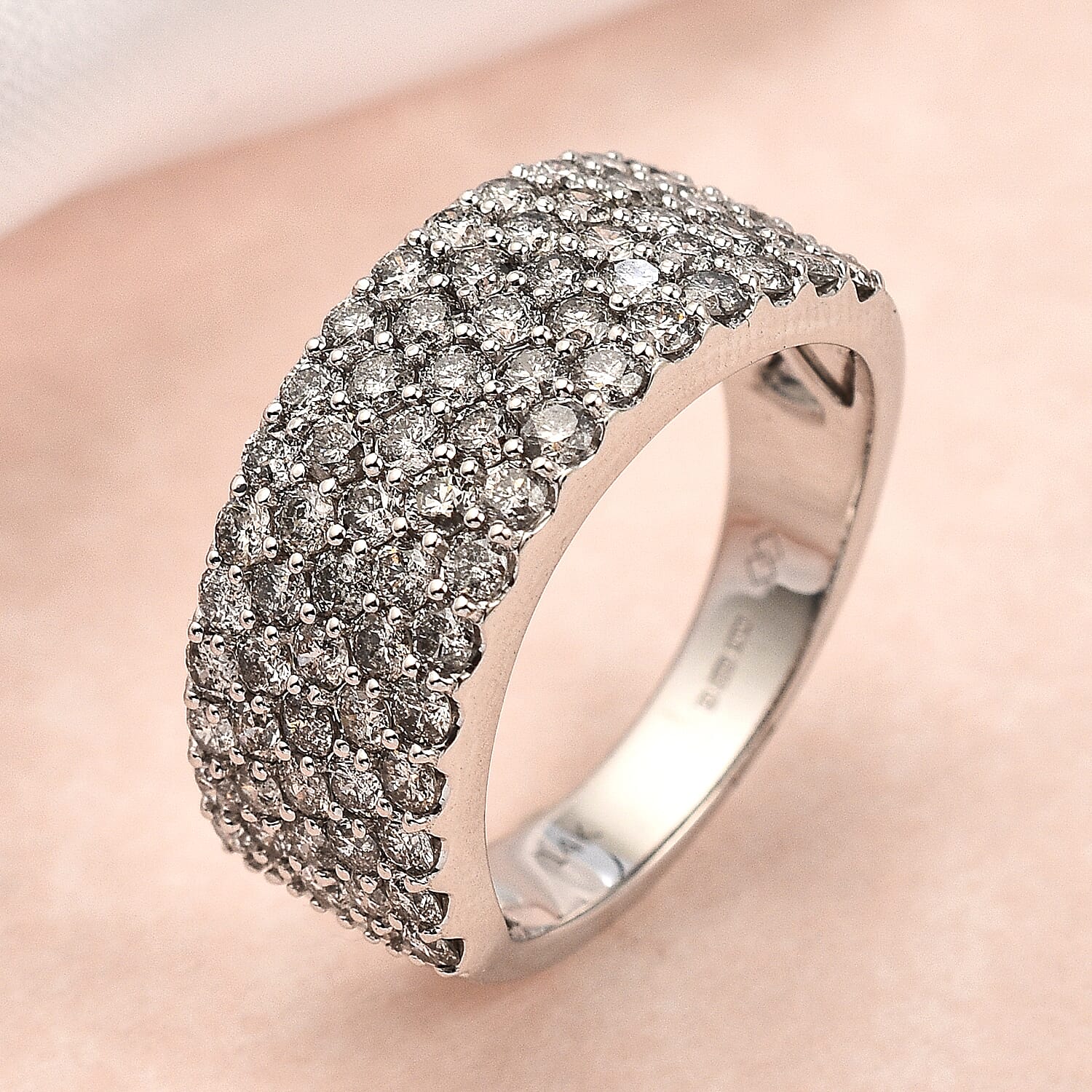 14K White Gold White Diamond I1-I2 Half Eternity Wedding Band Ring 2.06 ct. 7966960 1