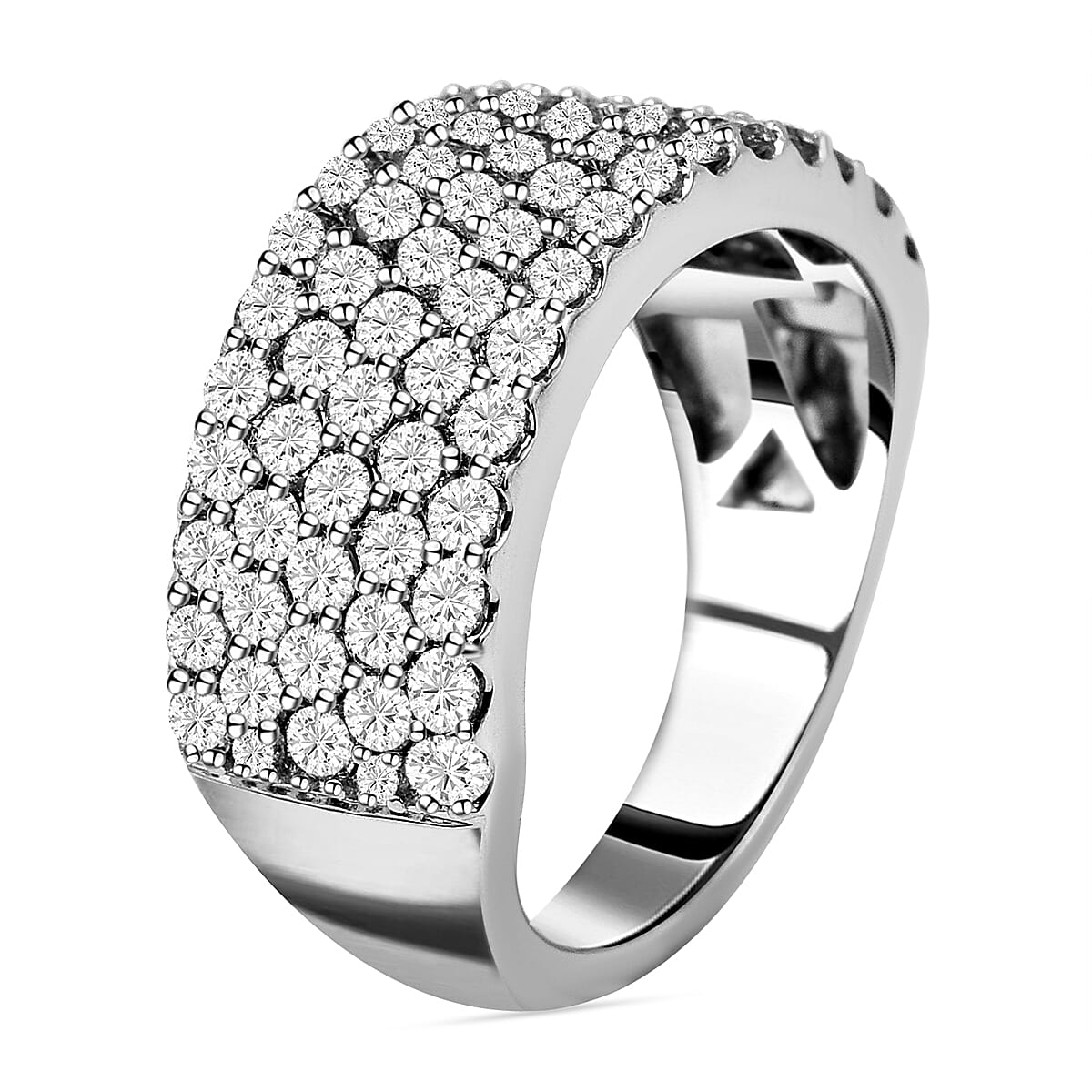 14K White Gold White Diamond I1-I2 Half Eternity Wedding Band Ring 2.06 ct. 7966960 3