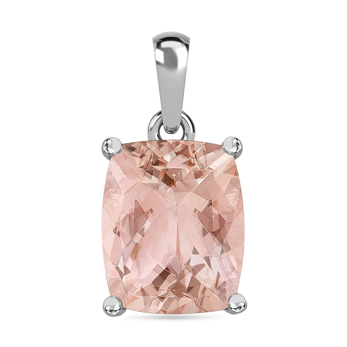 14K White Gold Morganite Solitaire Pendant 4.95 ct, Gold Wt. 2 Gms 8000126 0