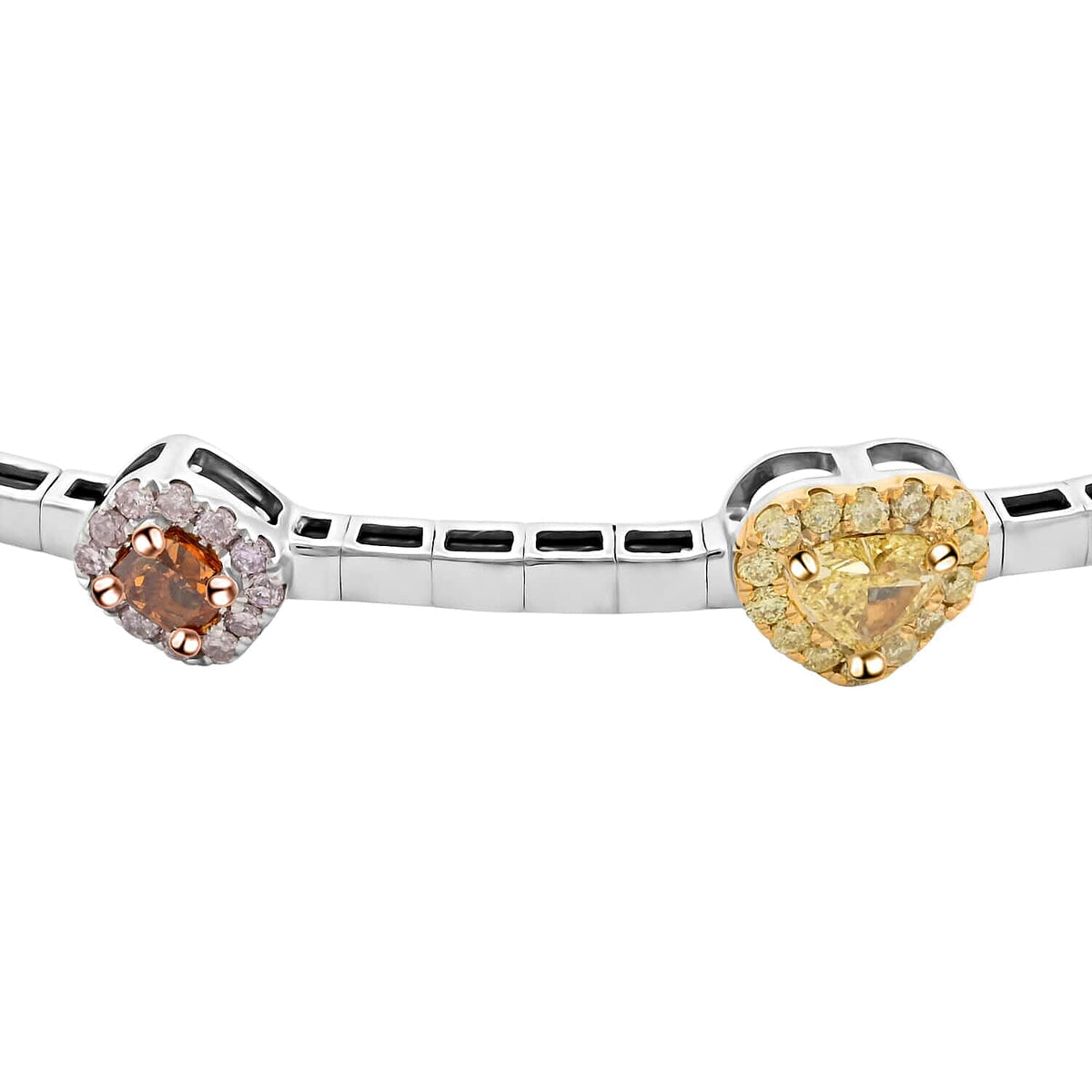 MODANI Collection - 14K W Gold Multi Diamond Heart Bangle (Size -7.0) 0.95 Ct, Gold Wt. 6.19 Gms 7671750 2