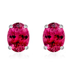 14K W Gold   Rubellite  Solitaire Stud Push Post Earring 1.66 ct,  Gold Wt. 1.5 Gms  1.660  Ct.
