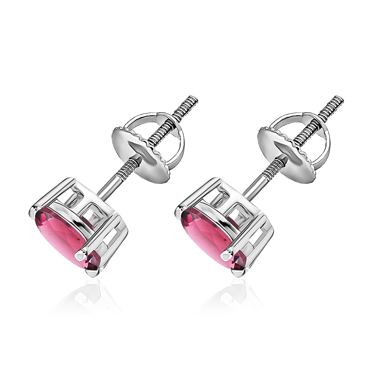 14K White Gold Rubellite Solitaire Stud Push Post Earrings 8000537 2