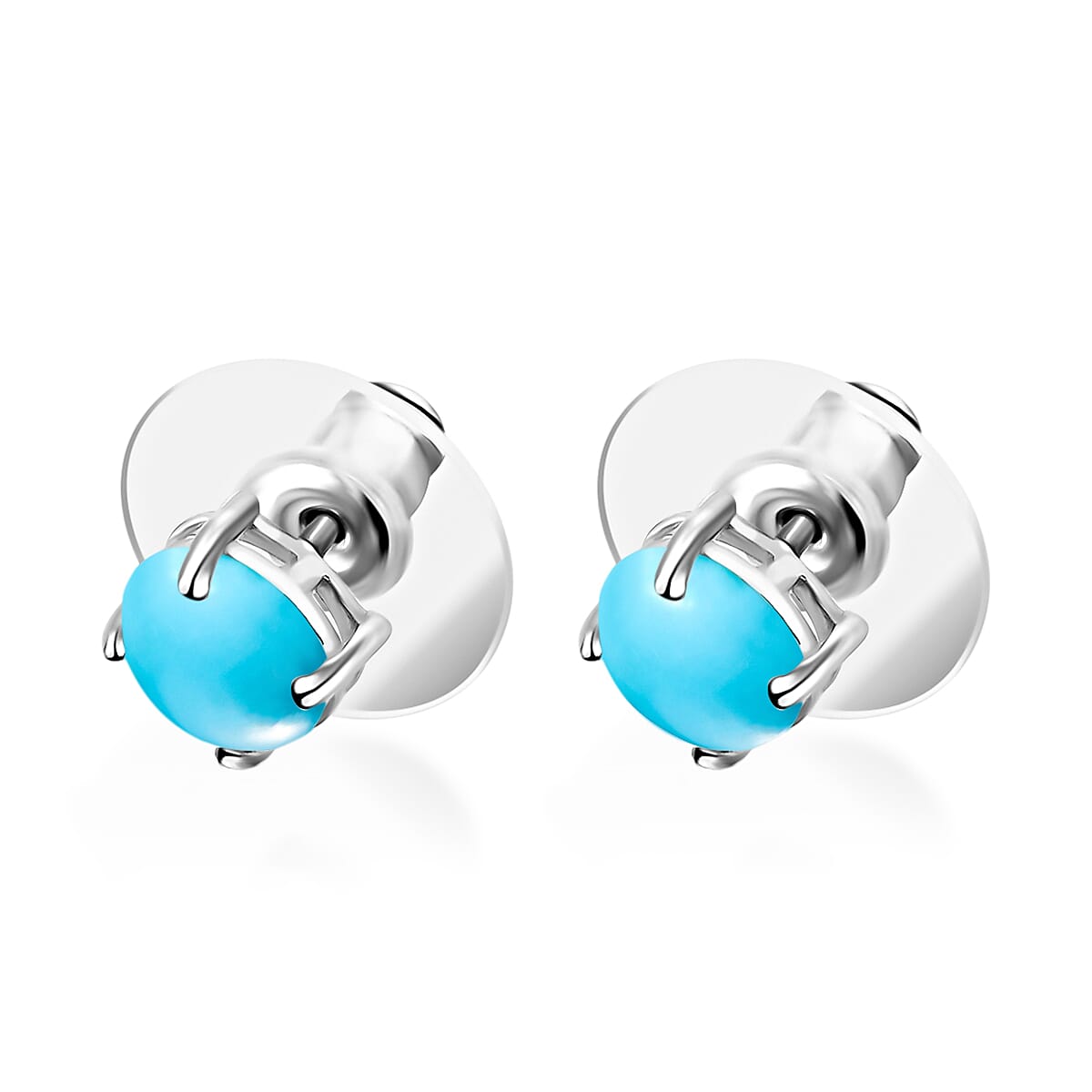 14K White Gold Sleeping Beauty Turquoise Solitaire Stud Push Post Earrings 1.70 ct. 8000663 2
