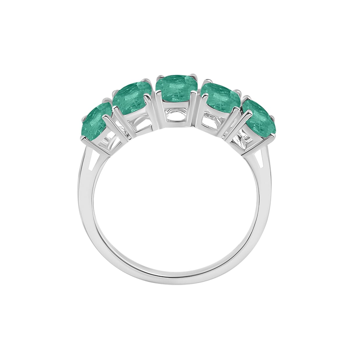 14K White Gold Zambian Emerald 5 Stone Ring in Gold Wt. 4 grams, 2.30 Ct 8008676 3