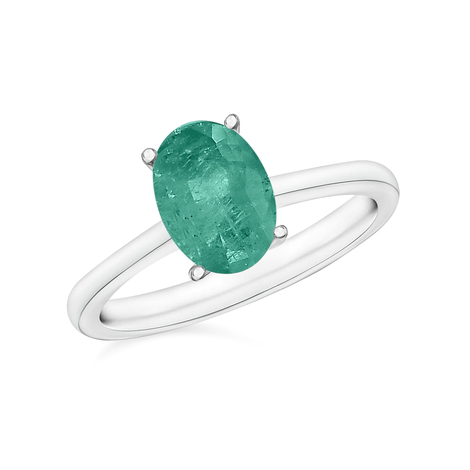 14K White Gold Zambian Emerald Solitaire Ring in Gold Wt. 4 grams, 1.20 Ct 8002519 0