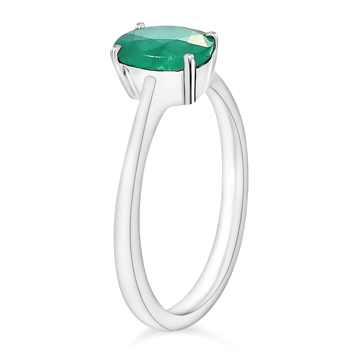 14K White Gold Zambian Emerald Solitaire Ring in Gold Wt. 4 grams, 1.20 Ct 8002519 2