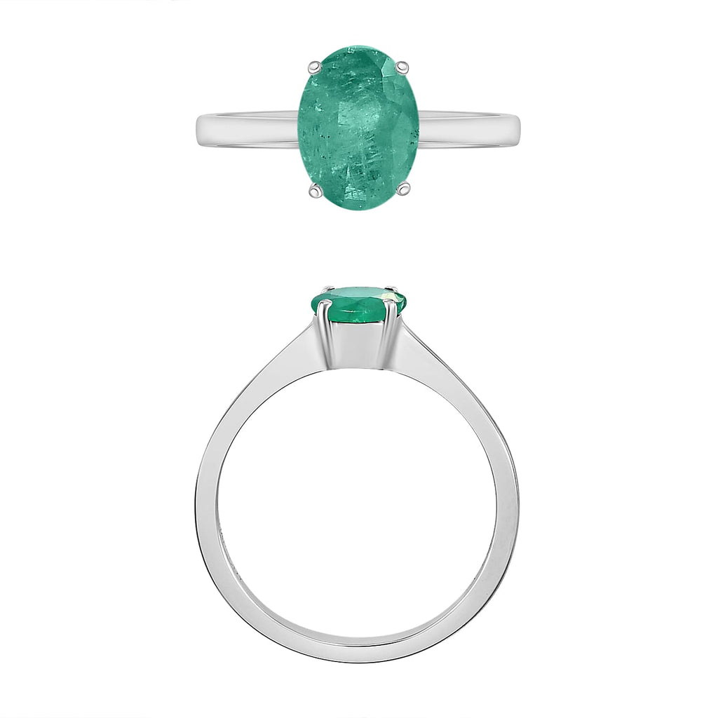14K W Gold   Zambian Emerald  Solitaire Ring 1.20 ct,  Gold Wt. 4 Gms  1.200  Ct.