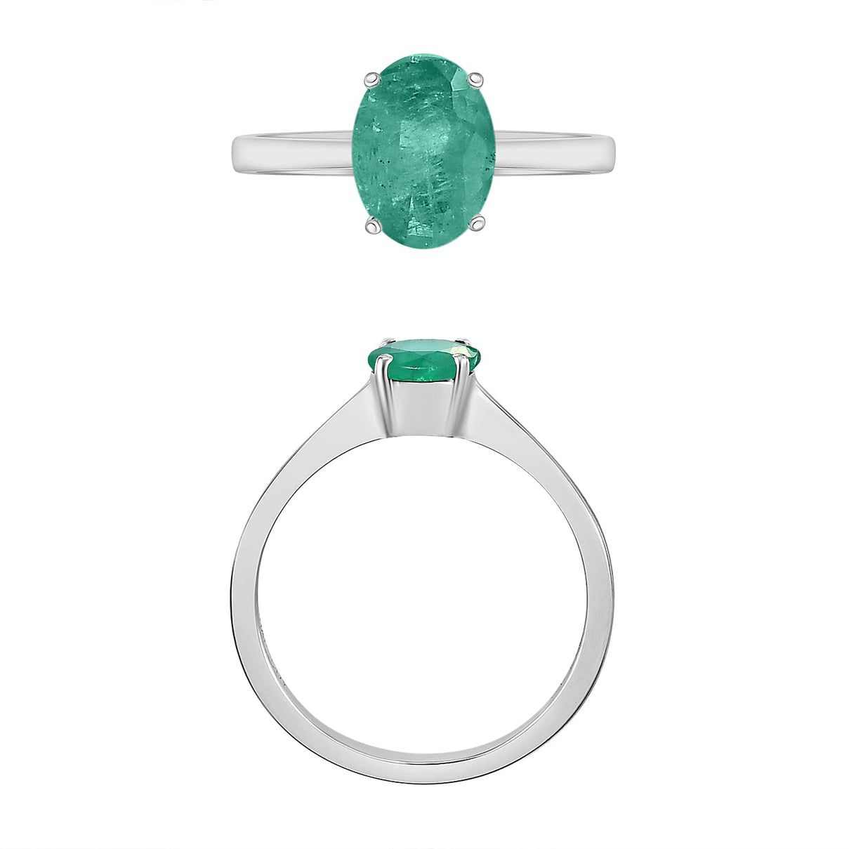 14K White Gold Zambian Emerald Solitaire Ring in Gold Wt. 4 grams, 1.20 Ct 8002519 3
