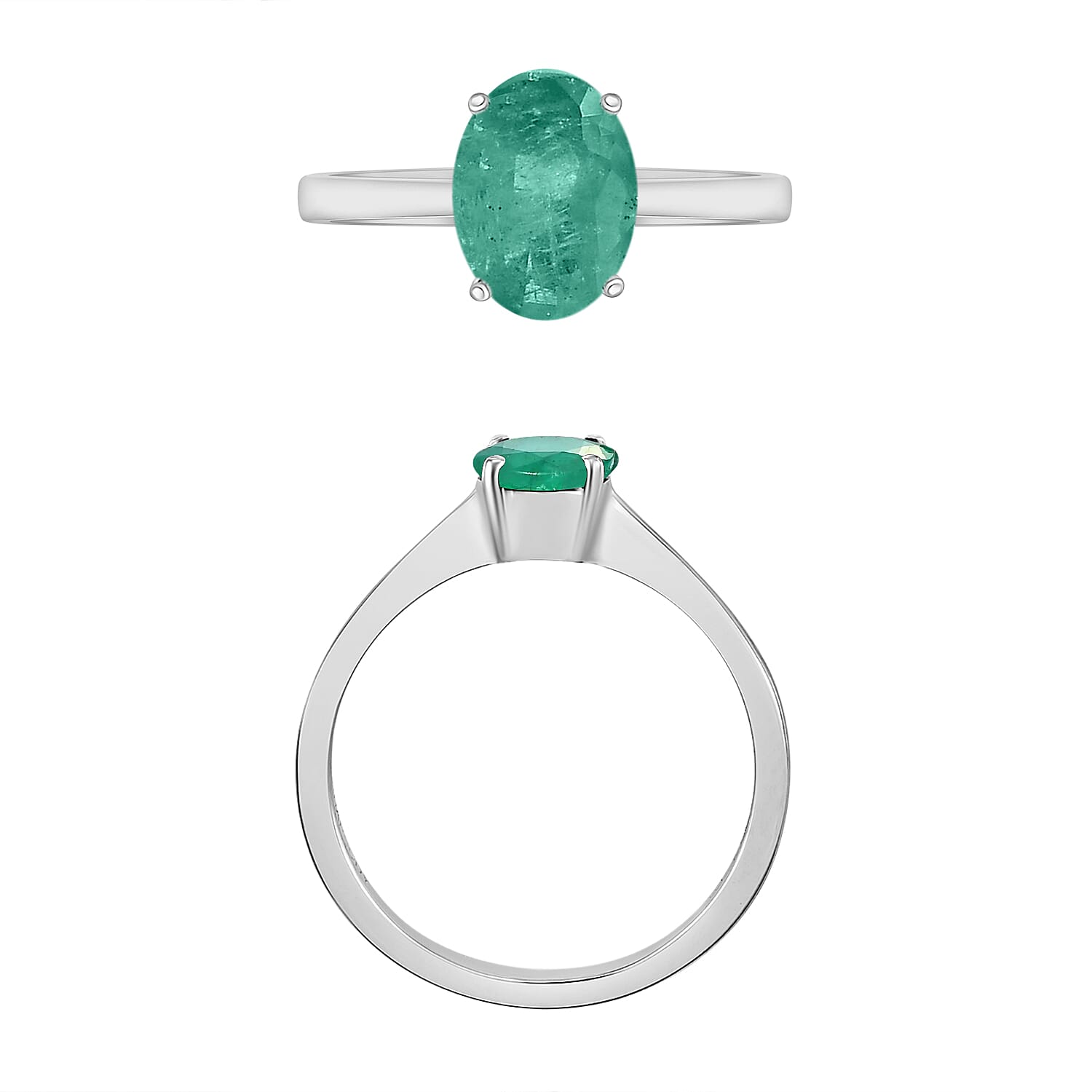 14K White Gold Zambian Emerald Solitaire Ring in Gold Wt. 4 grams, 1.20 Ct 8002519 3