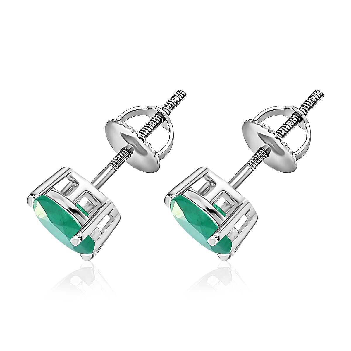 14K White Gold  Zambian Emerald Solitaire Stud Earrings 1.60 ct. 8000617 2