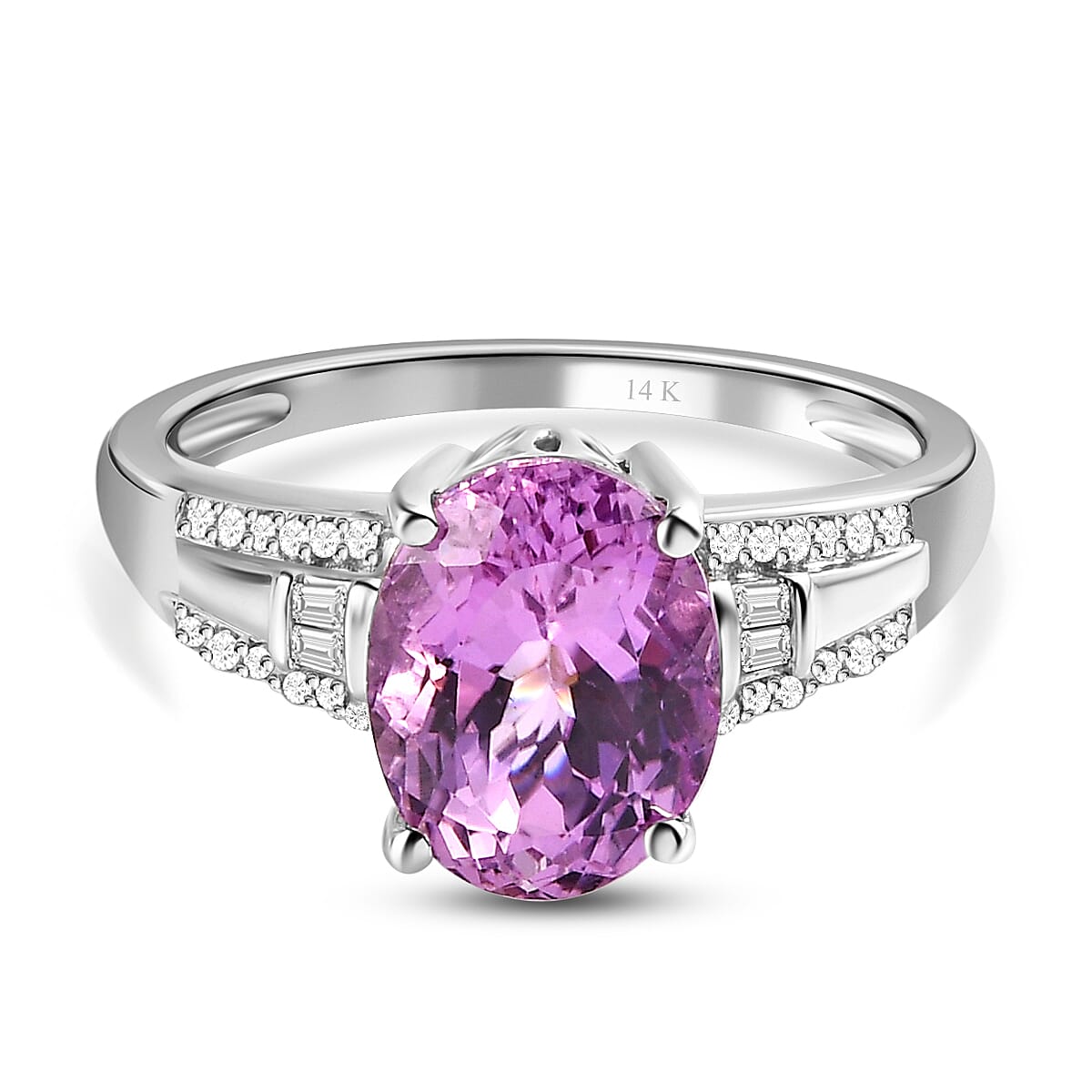 14K White Gold AAA Urucum Kunzite and Diamond Ring 3.00 Ct. 7227552 0