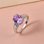 14K White Gold AAA Urucum Kunzite and Diamond Ring 3.00 Ct.