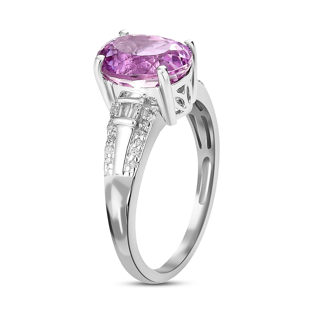 14K White Gold AAA Urucum Kunzite and Diamond Ring 3.00 Ct. 7227552 7