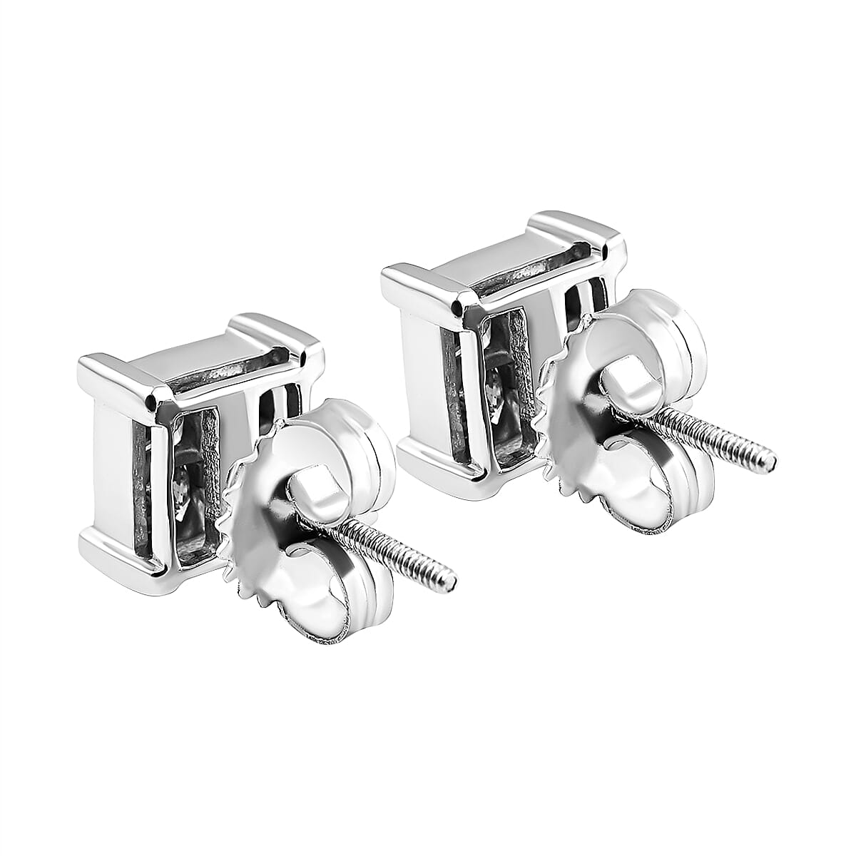 14K White Gold Invisible Set Diamond Stud Earrings 1.00 Ct. 8861080 3