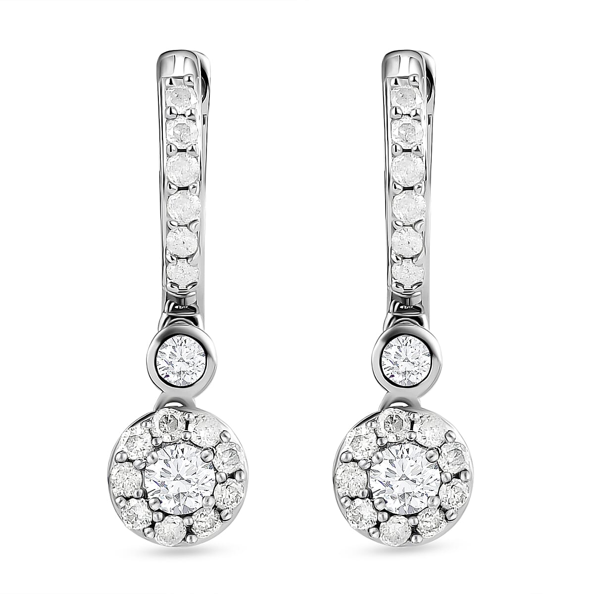 14K White Gold SGL Certified Diamond (I3/G-H) Hoop Earrings 1.00 Ct. 8941532 0