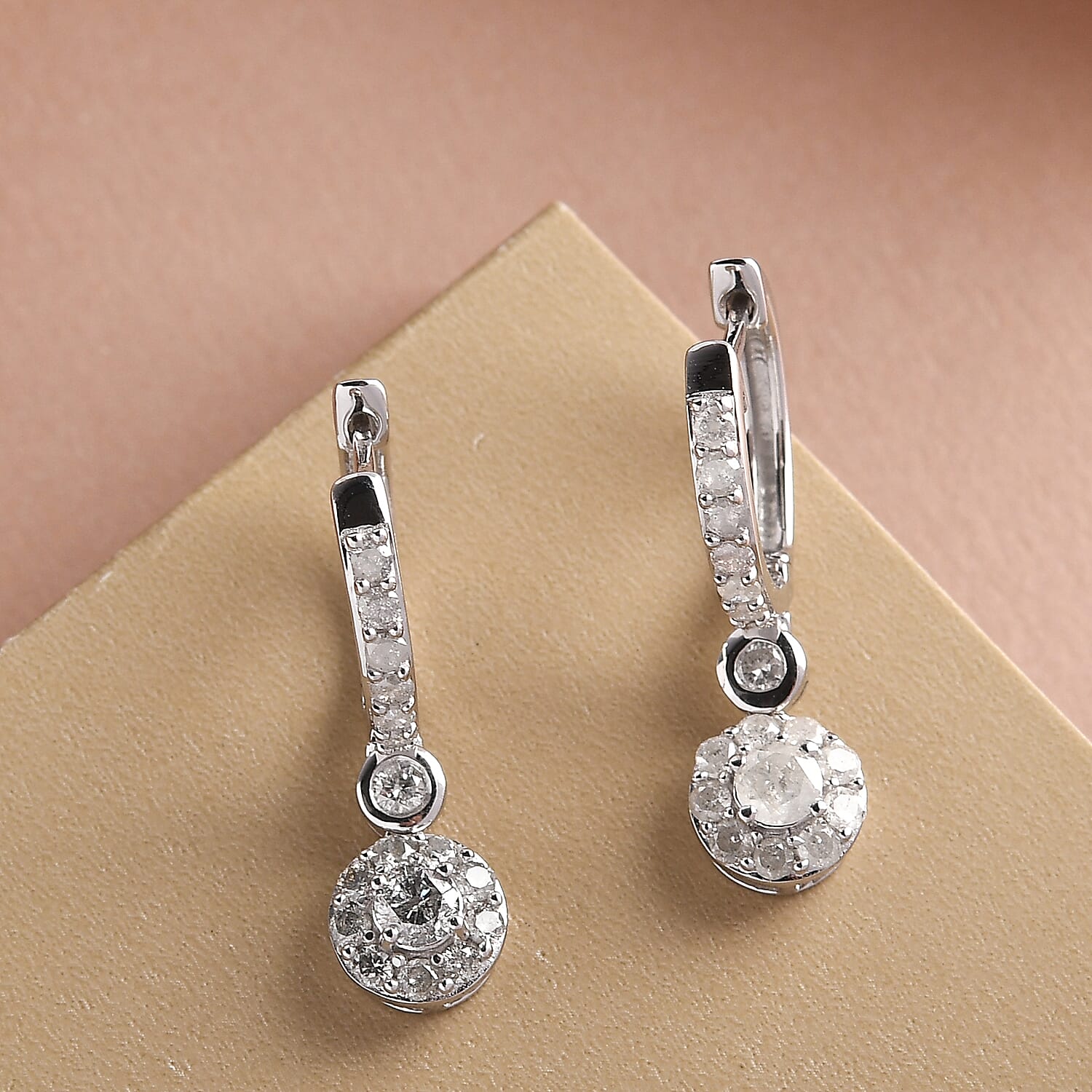 14K White Gold SGL Certified Diamond (I3/G-H) Hoop Earrings 1.00 Ct. 8941532 2