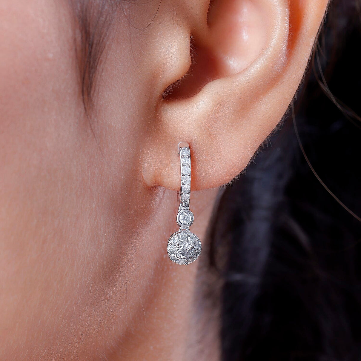 14K White Gold SGL Certified Diamond (I3/G-H) Hoop Earrings 1.00 Ct. 8941532 3
