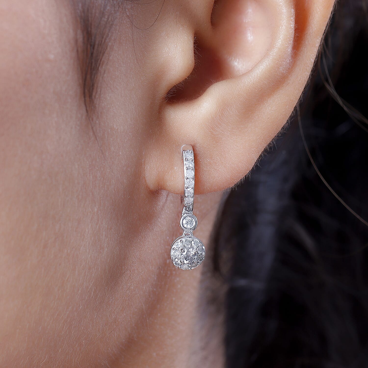 14K White Gold SGL Certified Diamond (I3/G-H) Hoop Earrings 1.00 Ct. 8941532 3