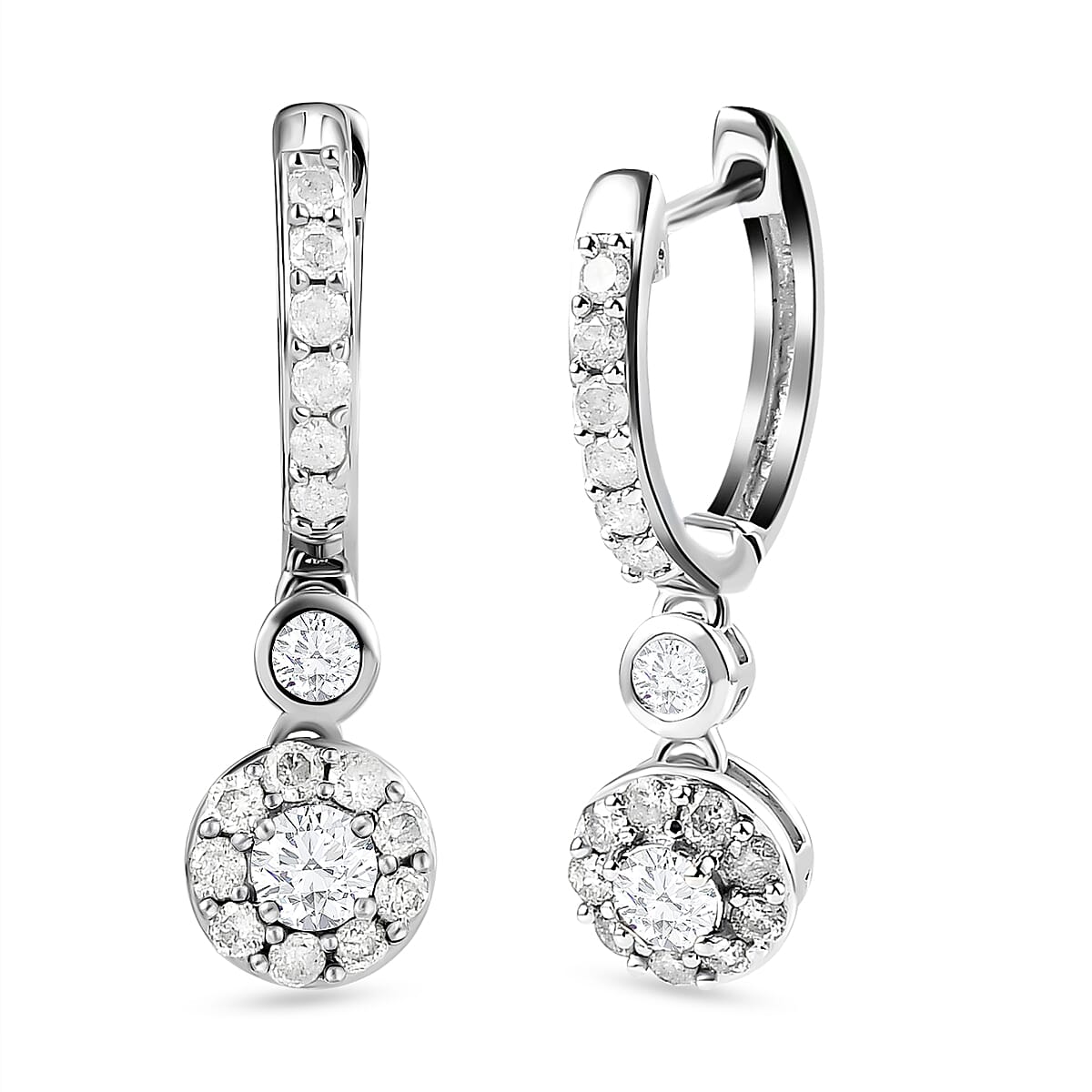 14K White Gold SGL Certified Diamond (I3/G-H) Hoop Earrings 1.00 Ct. 8941532 4