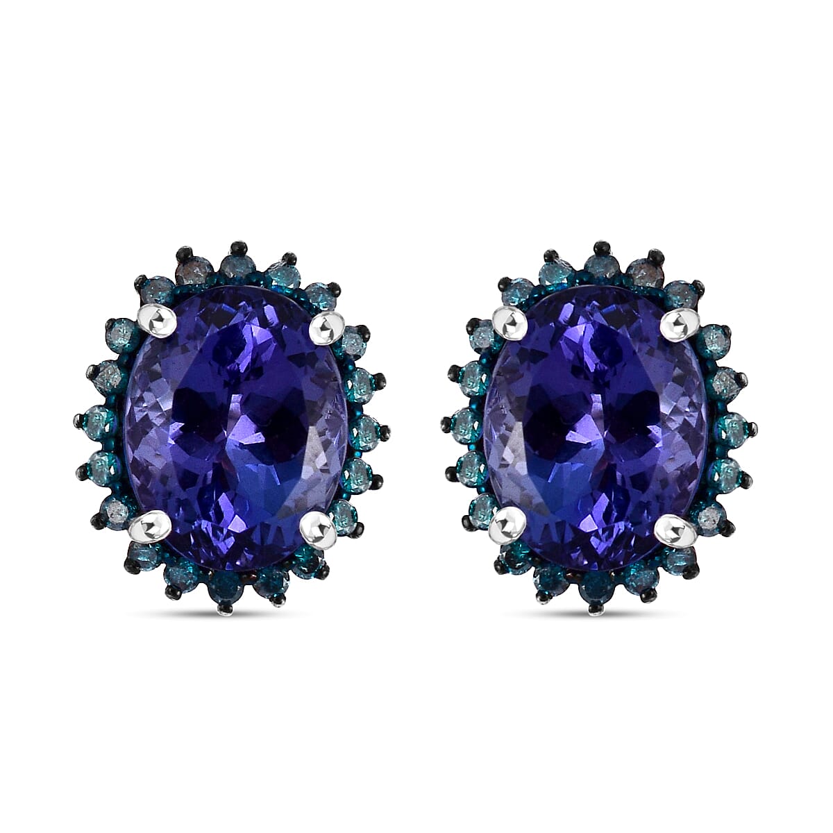 5th Avenue Closeout- 14K White Gold AAA Tanzanite and Blue Diamond Stud Earrings 6.00 Ct 7562095 0