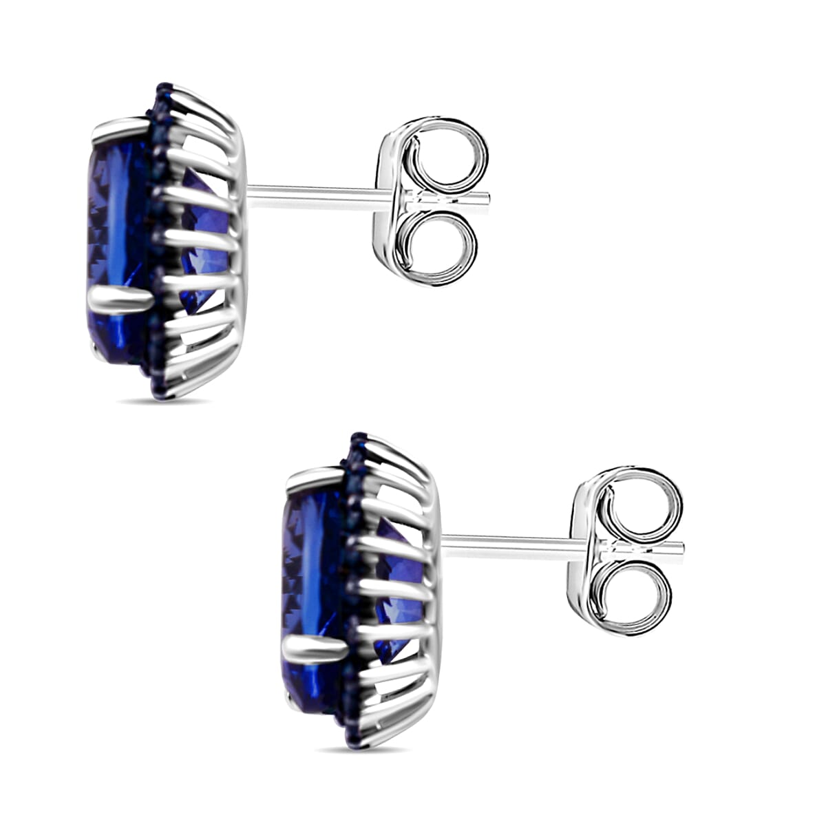 5th Avenue Closeout- 14K White Gold AAA Tanzanite and Blue Diamond Stud Earrings 6.00 Ct 7562095 5