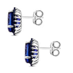 5 th Avenue Closeout- 14K White Gold AAA Tanzanite and Blue Diamond Stud Earrings 6.00 Ct