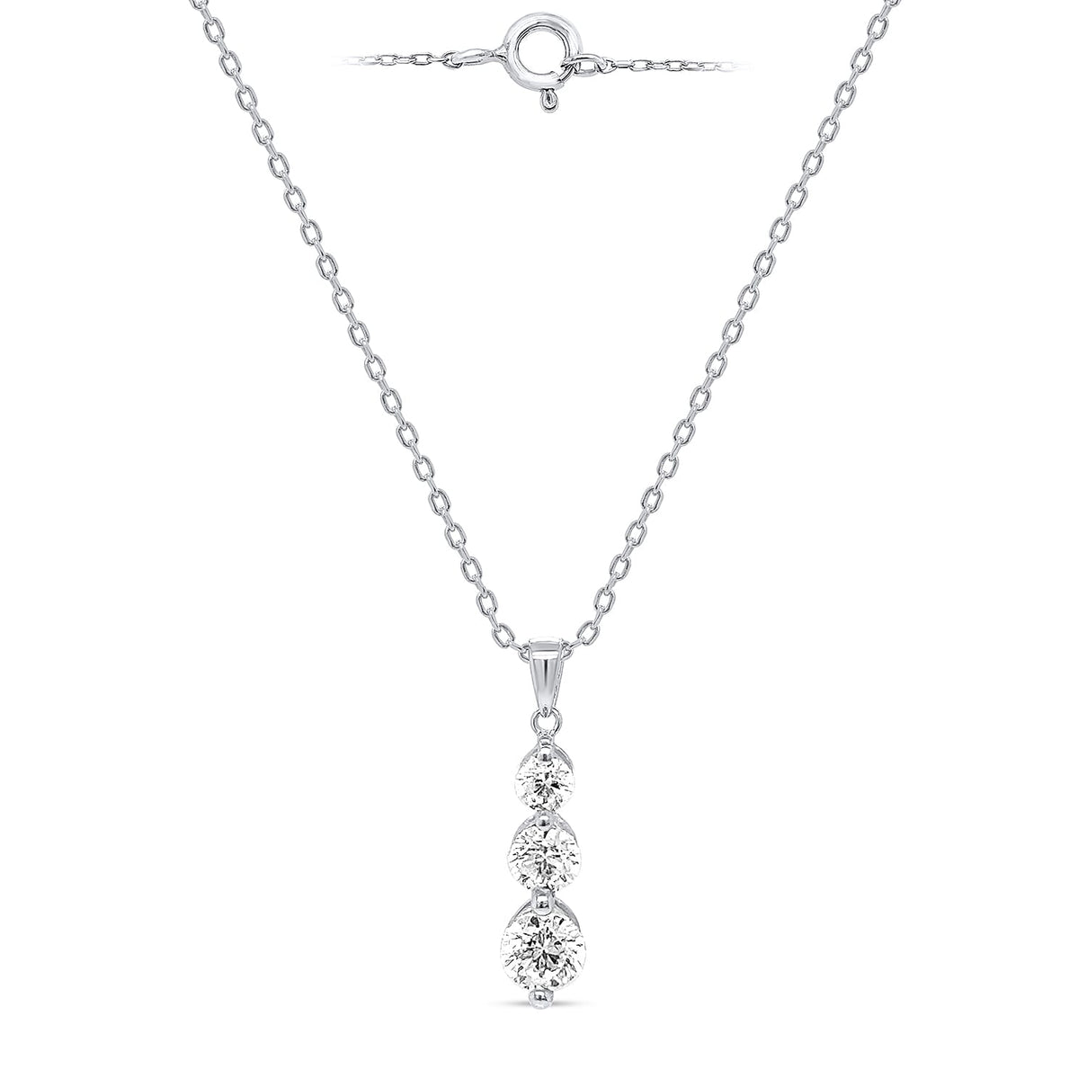 JCK Vegas Finds- 14K White Gold Natural Earth Mined Diamond  ( SI G-H) Journey Pendant 0.50 Ct. 8527328 0